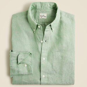 NWT $98 J Crew 100% Irish Linen Slim Fit Baird McNutt Pistachio Green Shirt